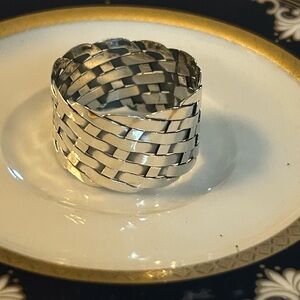 Sterling Silver Basket Weave Wide Band Ring